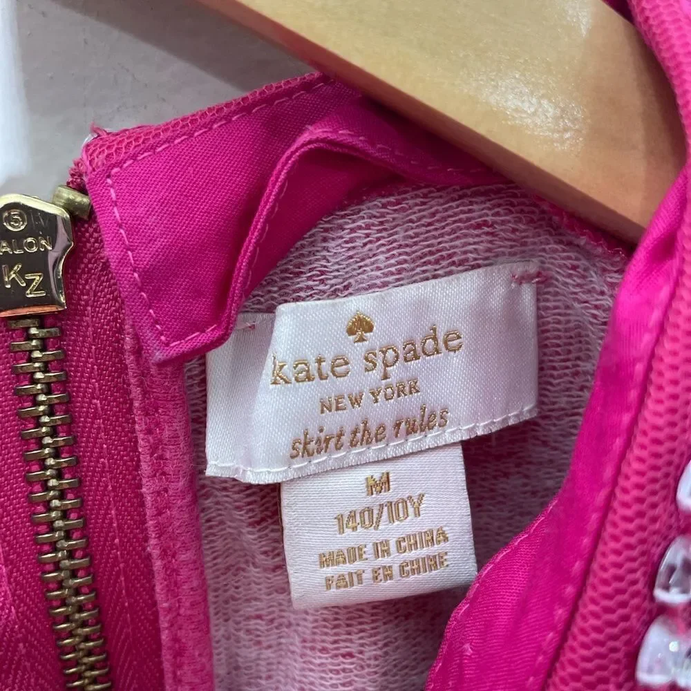 Kate Spade Girls Rhinestone Embellished Collar Pink Sweater